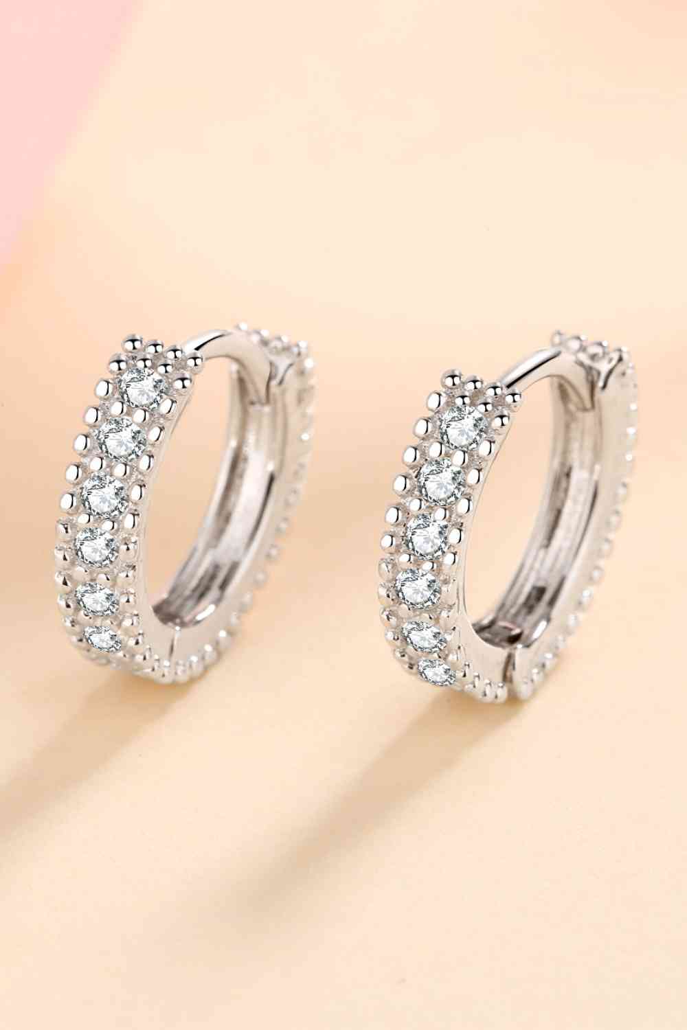 925 Sterling Silver Inlaid Moissanite Huggie Earrings - lolaluxeshop