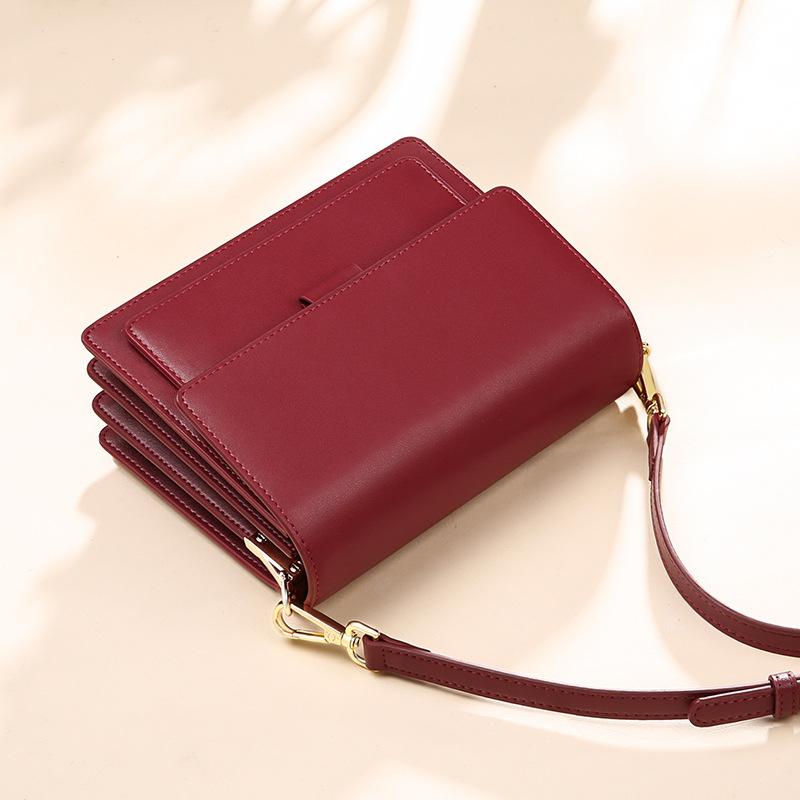 Small Genuine Leather Handbags Casual Shoulder Bag Square Shape - LOLA LUXE