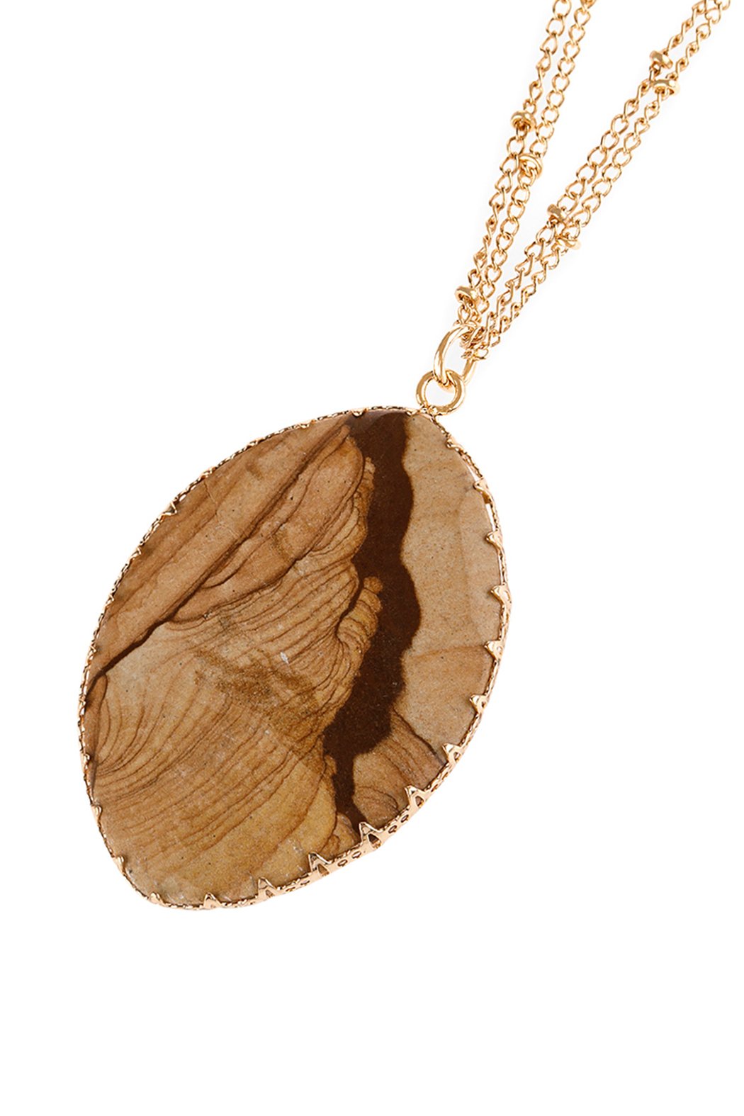 Natural Stone Wrap Oval Pendant Chain Necklace - LOLA LUXE