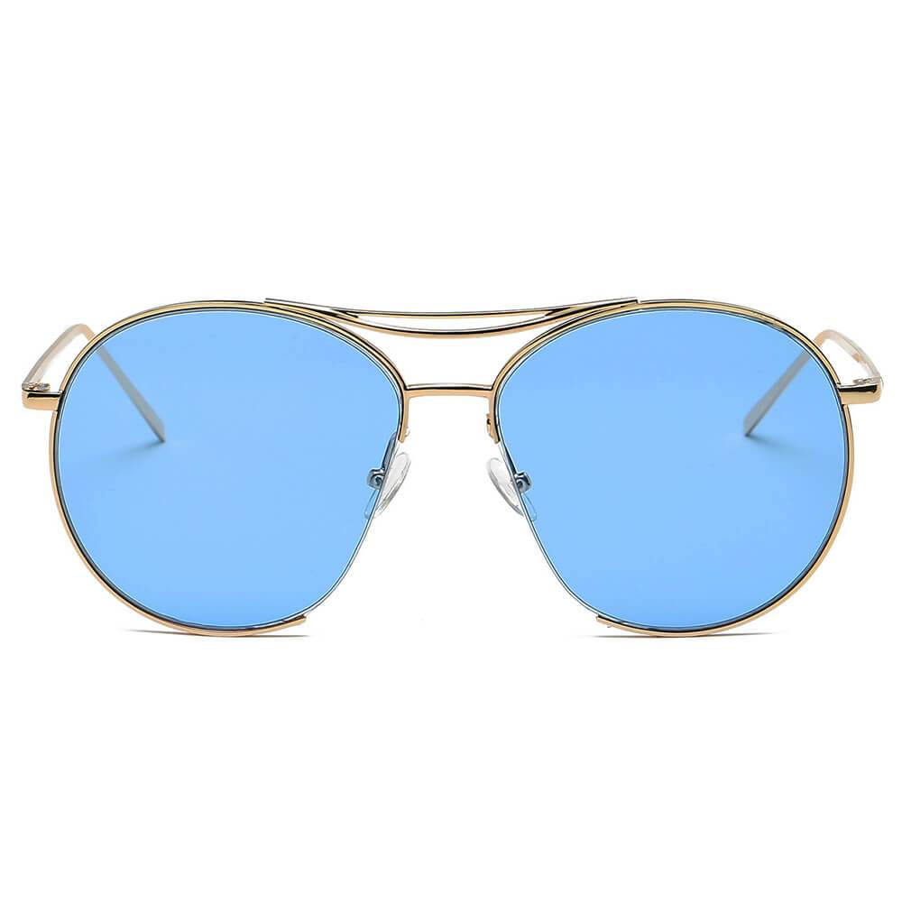 LOUDON | Oversize Tinted Lens Round Aviator Sunglasses - lolaluxeshop