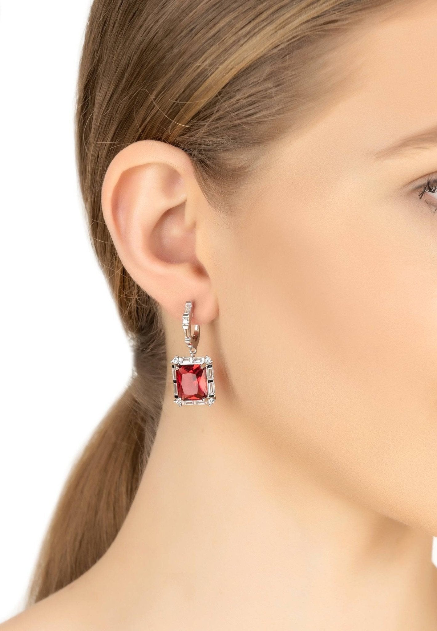 Tudor Silver Earring Ruby - lolaluxeshop