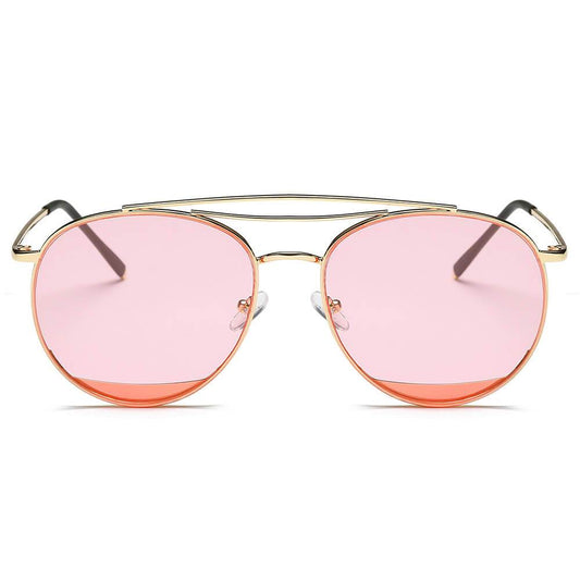 LOWELL | Unisex Round Double Brow Bar Aviator Style Sunglasses - lolaluxeshop