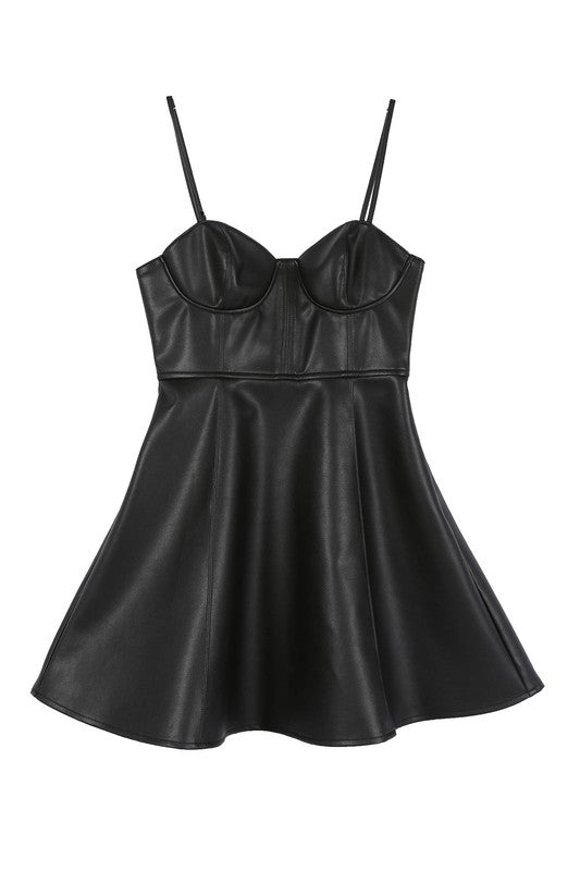 Vegan leather bustier mini dress - LOLA LUXE