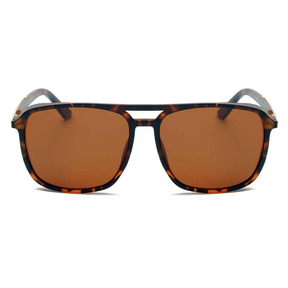 NAPA | Retro Vintage Flat Brow Bar Polarized Square Fashion Sunglasses - lolaluxeshop