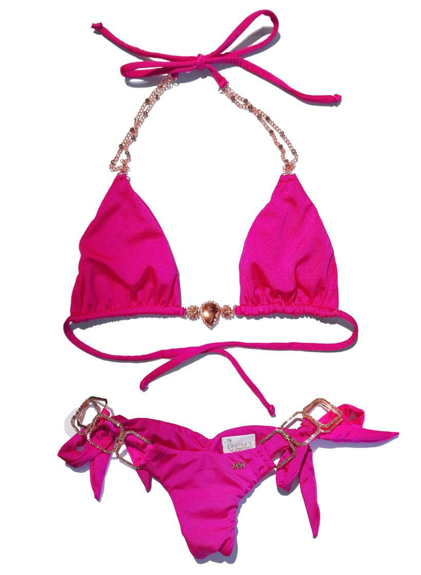 Tessa Triangle Top & Tie Side Bottom - Pink - LOLA LUXE