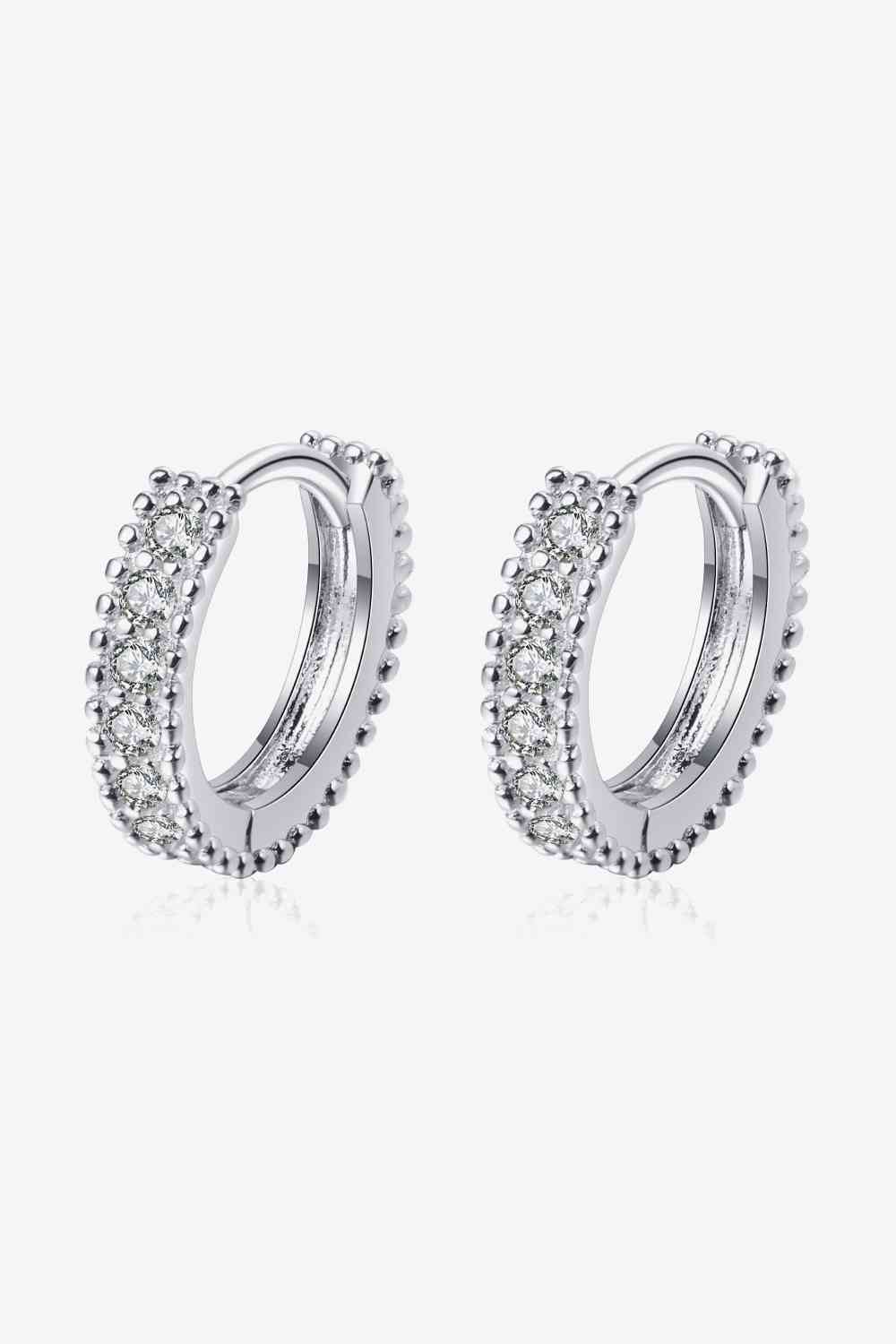 925 Sterling Silver Inlaid Moissanite Huggie Earrings - lolaluxeshop