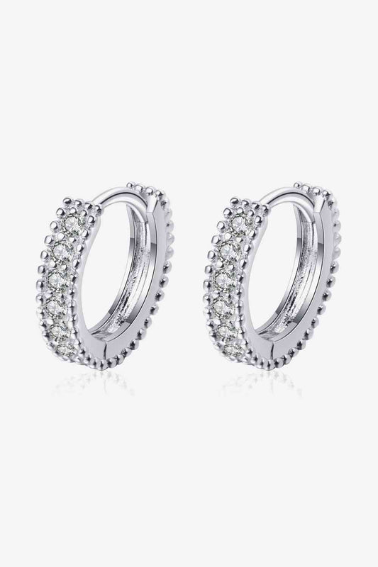 925 Sterling Silver Inlaid Moissanite Huggie Earrings - lolaluxeshop