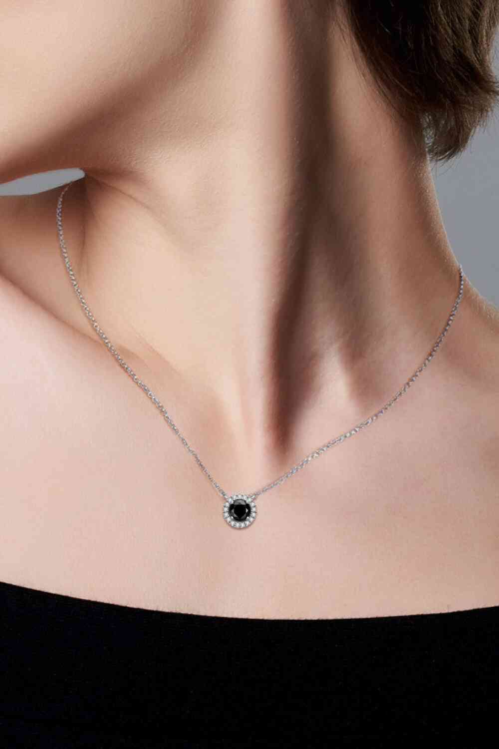 Two-Tone 1 Carat Moissanite Round Pendant Necklace - lolaluxeshop