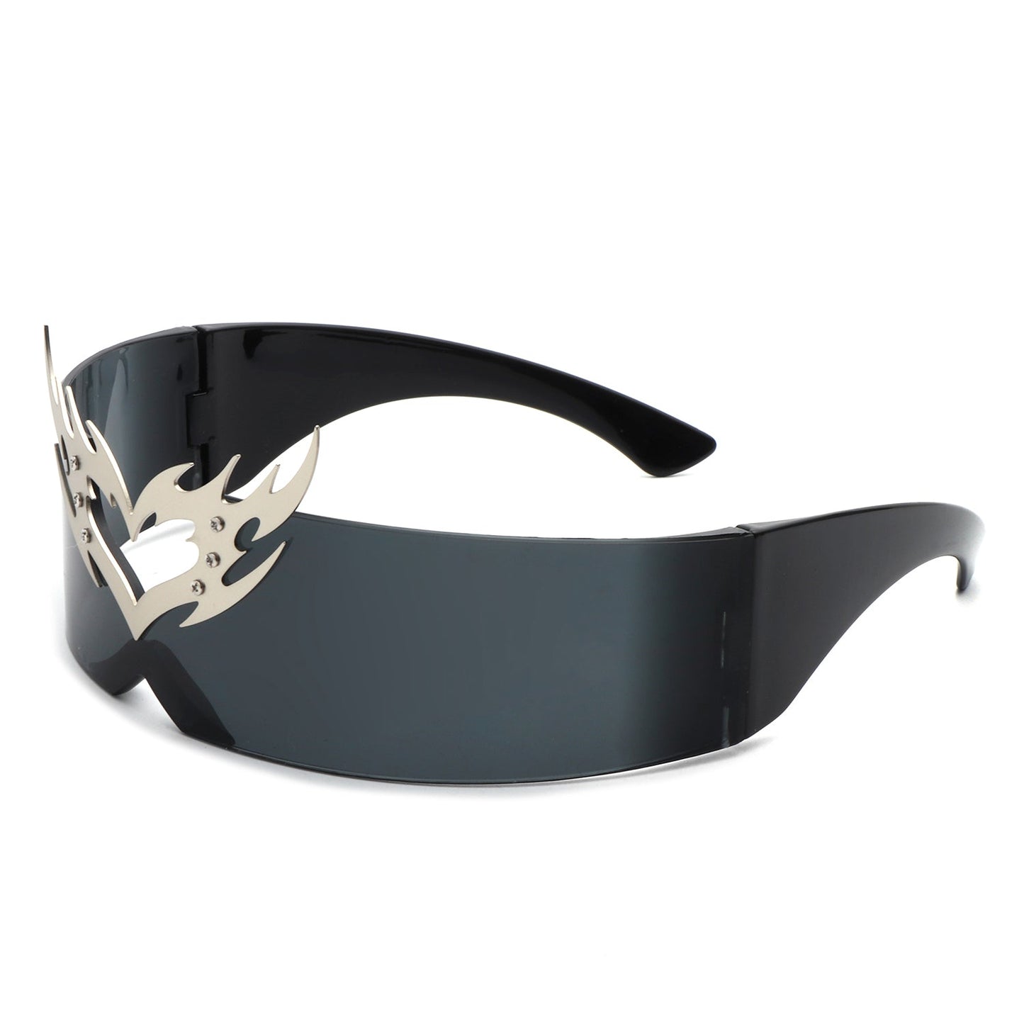 Emberlynn - Futuristic Cyclops Wraparound Shield Translucent Crown Sunglasses - lolaluxeshop