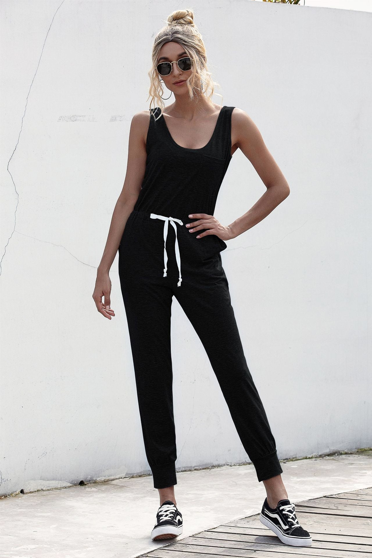 Knot Sleeveless Waist Jumpsuit - LOLA LUXE