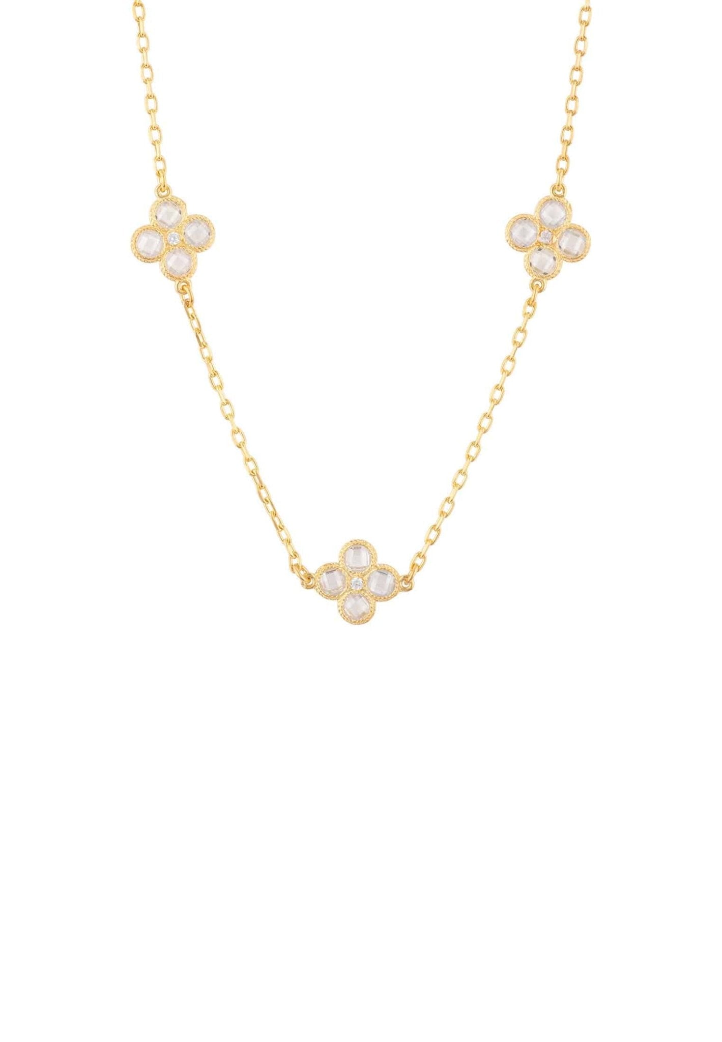 Flower Clover Triple Choker Necklace Gold - lolaluxeshop