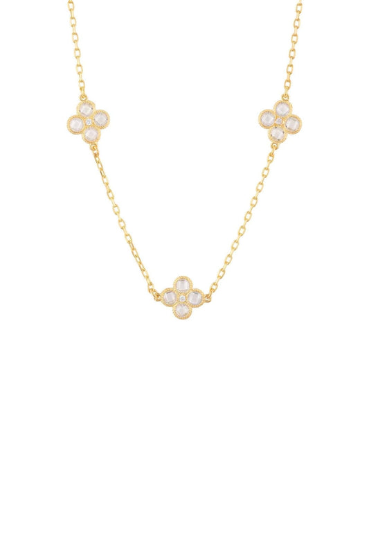 Flower Clover Triple Choker Necklace Gold - lolaluxeshop