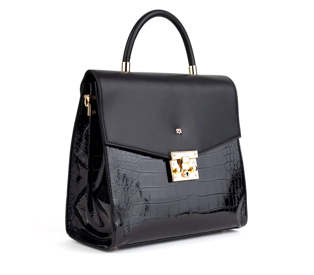 SIMONE - Black Vegan Leather Handbag - lolaluxeshop