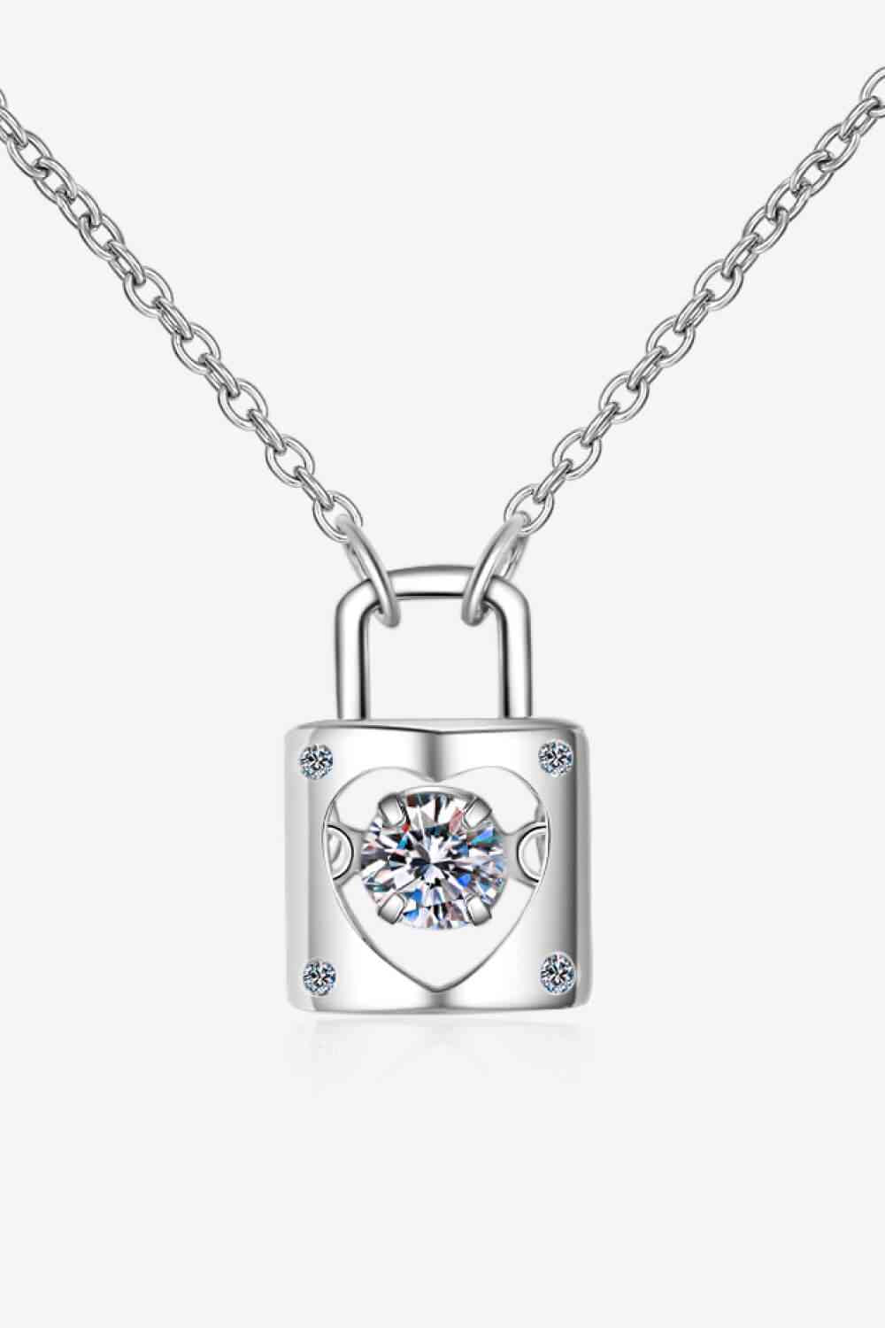 Adored Moissanite Lock Pendant Necklace - lolaluxeshop