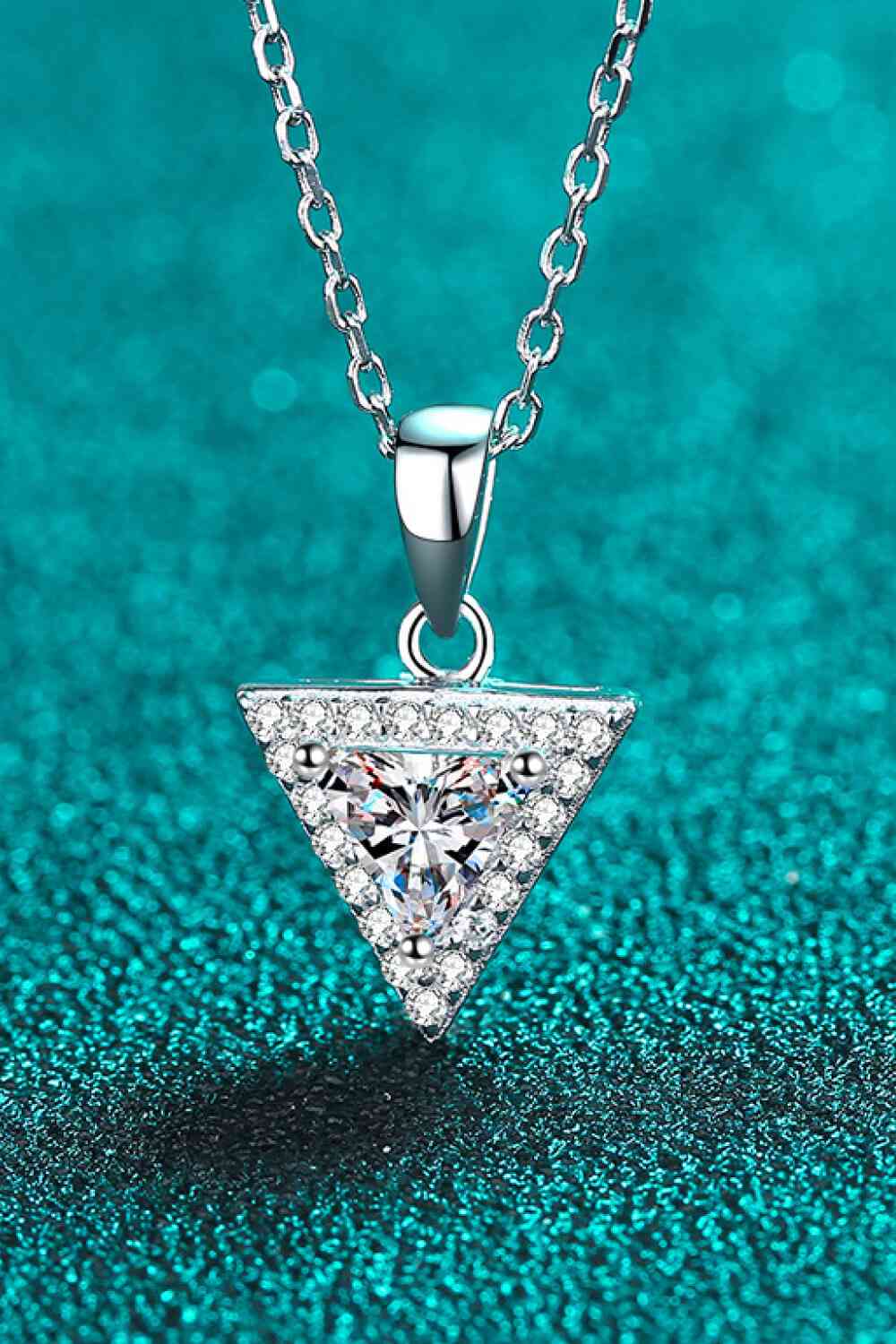 925 Sterling Silver Triangle Moissanite Pendant Necklace - lolaluxeshop