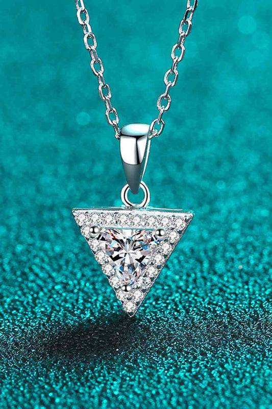 925 Sterling Silver Triangle Moissanite Pendant Necklace - lolaluxeshop