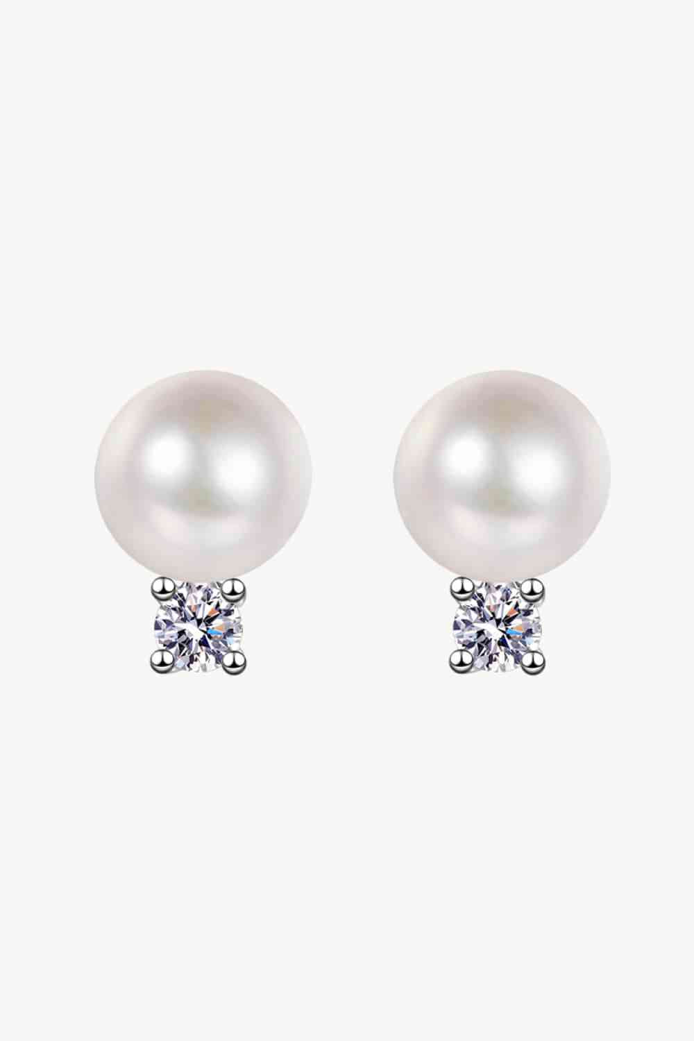 Moissanite Pearl Stud Earrings - lolaluxeshop