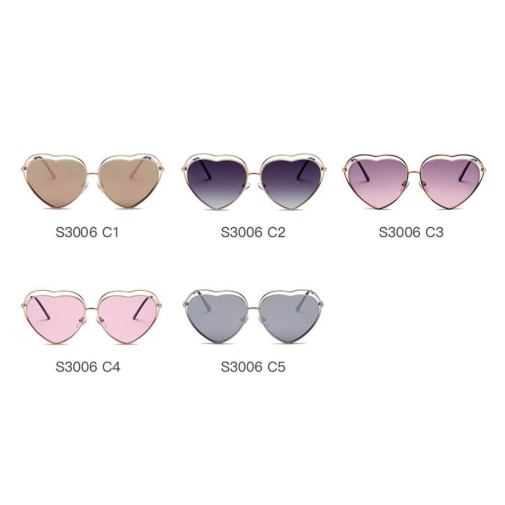 MESA | Women Metal Halo Wire Art Heart Shape Color Lens Sunglasses - lolaluxeshop