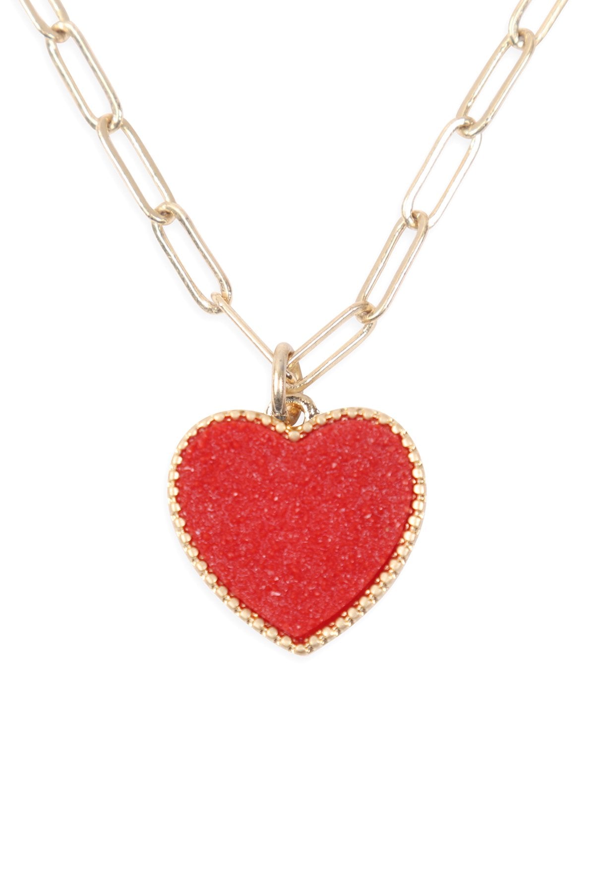 Jnb009 - Two Layered Druzy Heart Necklace - LOLA LUXE