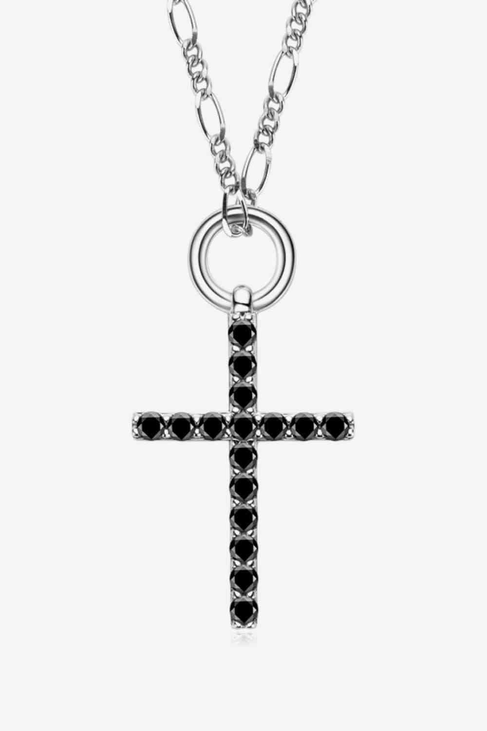 Moissanite Cross Pendant Platinum-Plated Necklace - lolaluxeshop