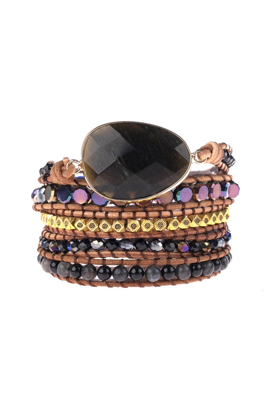 Hdb3031 - Natural Stone Charm Multibeads Bracelet - LOLA LUXE