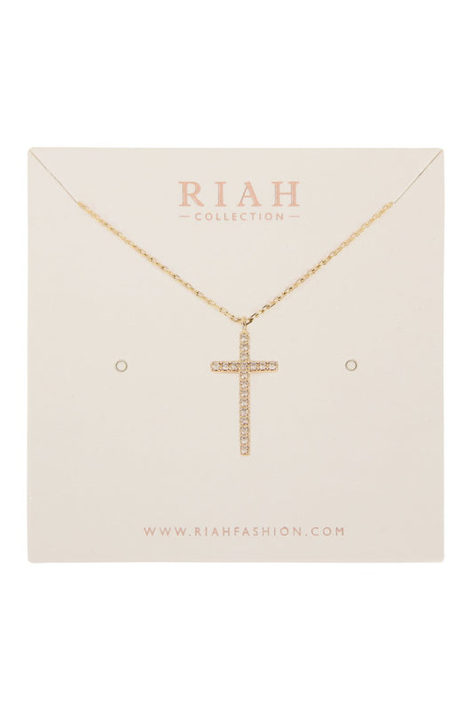 Hdnb1n242 - Zircon Cross Pendant Necklace - LOLA LUXE