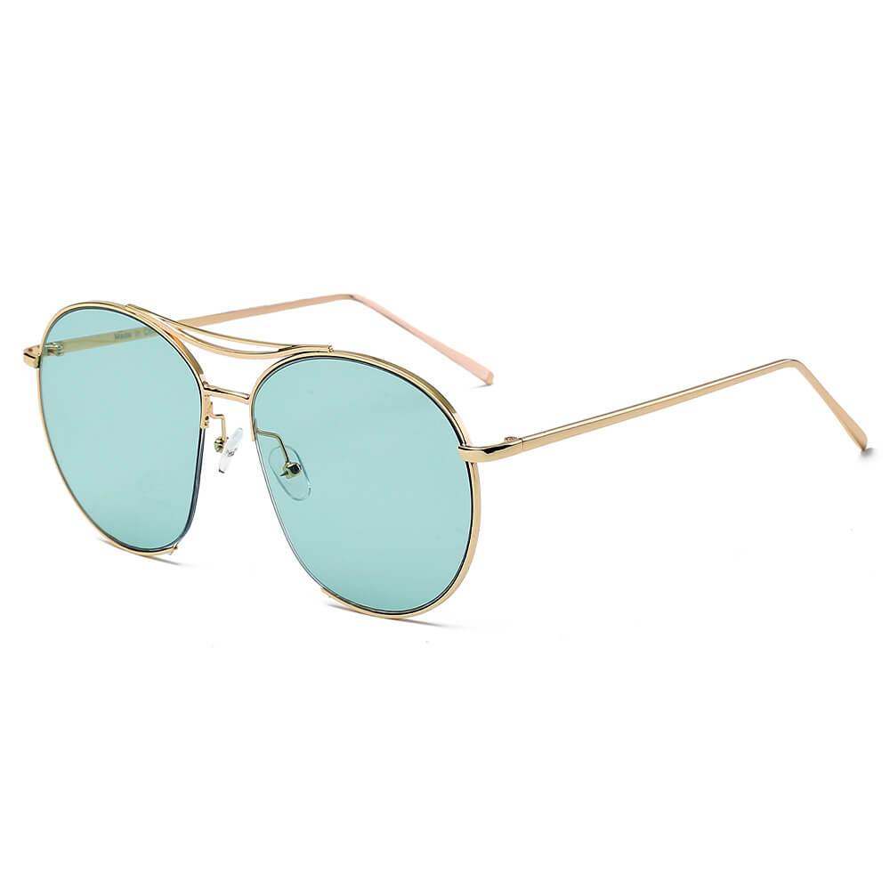 LOUDON | Oversize Tinted Lens Round Aviator Sunglasses - lolaluxeshop