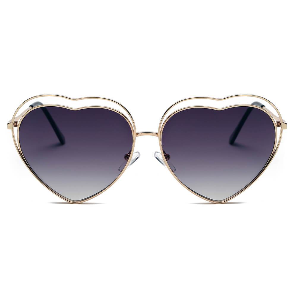 MESA | Women Metal Halo Wire Art Heart Shape Color Lens Sunglasses - lolaluxeshop