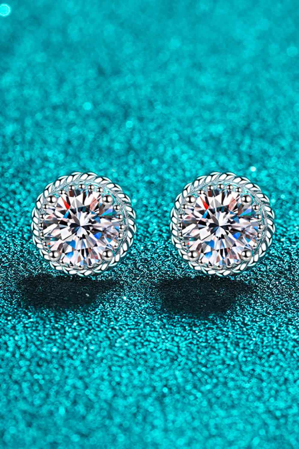 1 Carat Moissanite Rhodium-Plated Round Stud Earrings - lolaluxeshop