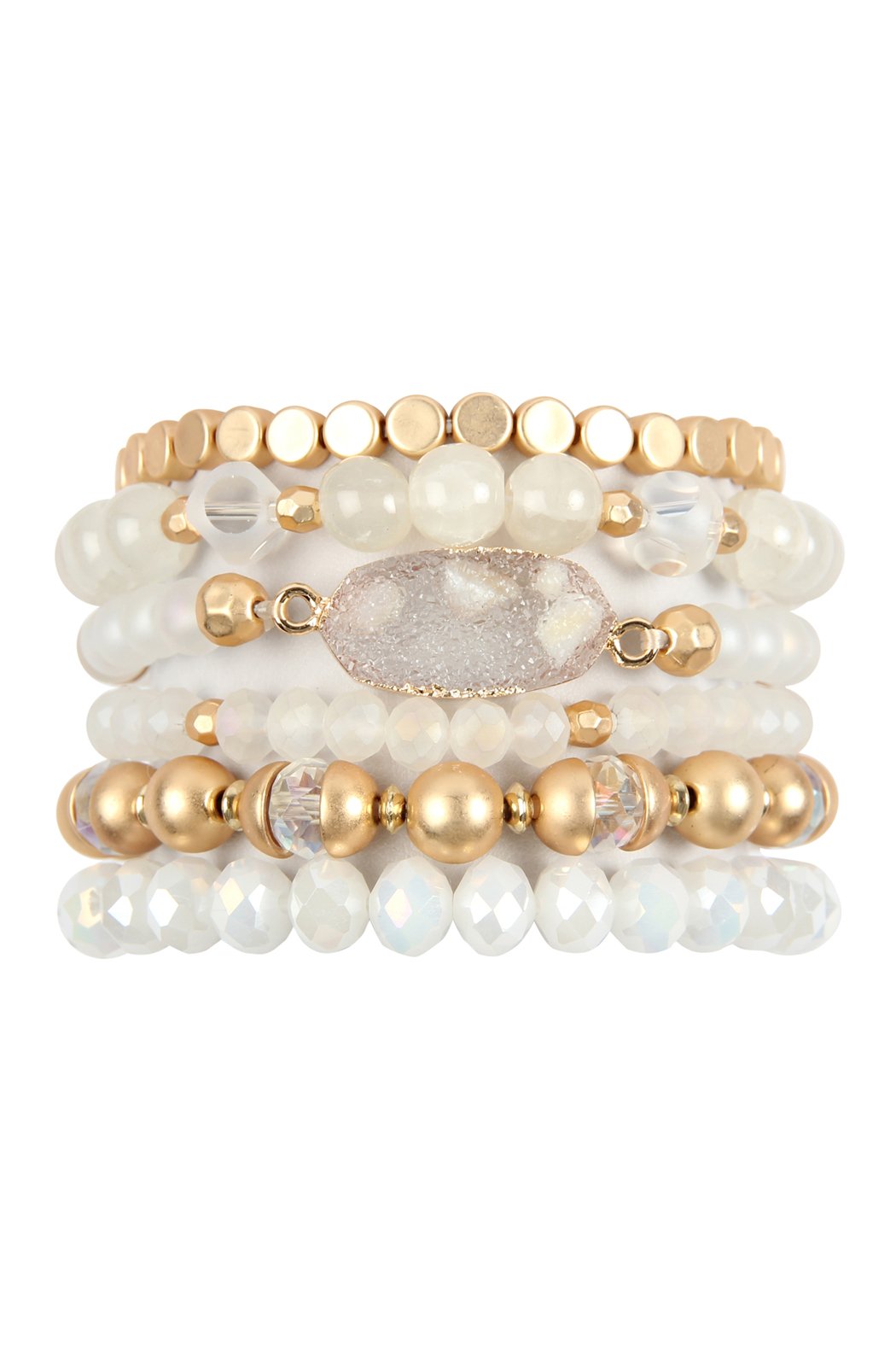 Hdb2739 - Multi Line Druzy Stone Charm Bracelet - LOLA LUXE