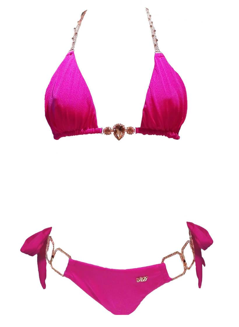 Tessa Triangle Top & Tie Side Bottom - Pink - LOLA LUXE