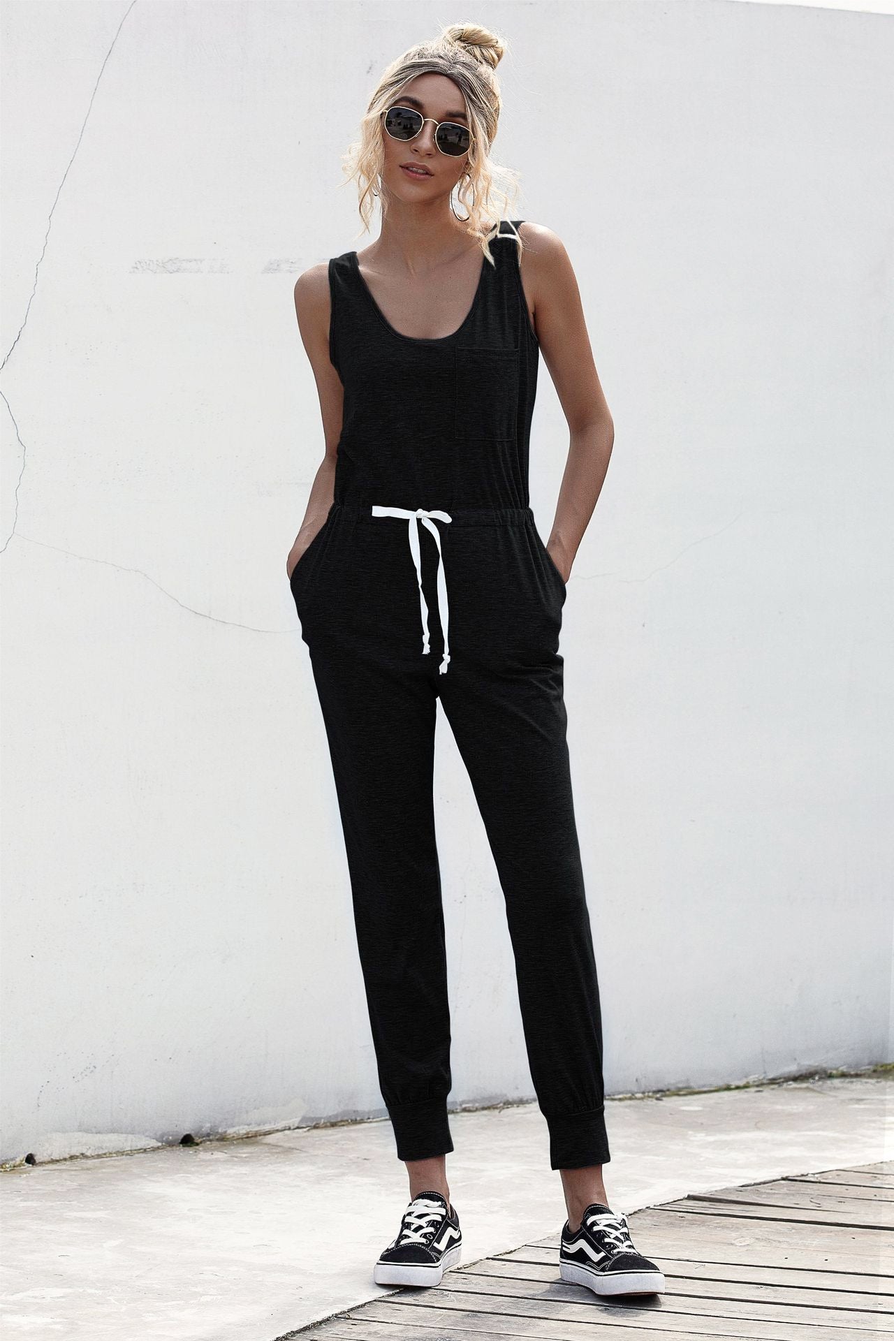 Knot Sleeveless Waist Jumpsuit - LOLA LUXE