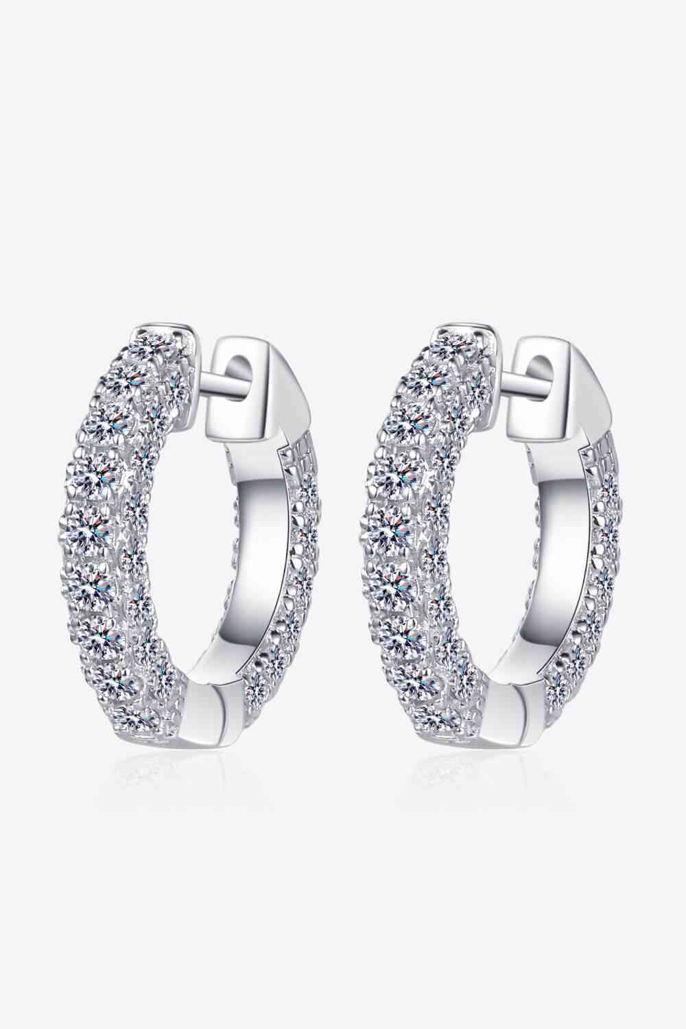 925 Sterling Silver Moissanite Huggie Earrings - lolaluxeshop