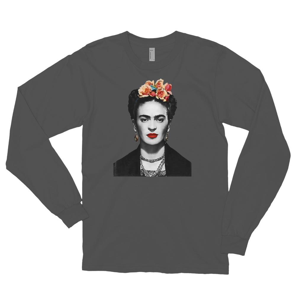 Frida Kahlo With Flowers Poster Artwork Long Sleeve Shirt - LOLA LUXE