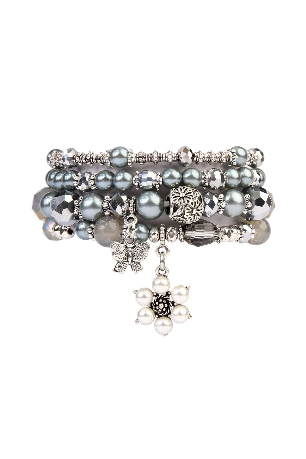 Hdb2076 - Butterfly Pearl Classy Stackable Bracelet - LOLA LUXE