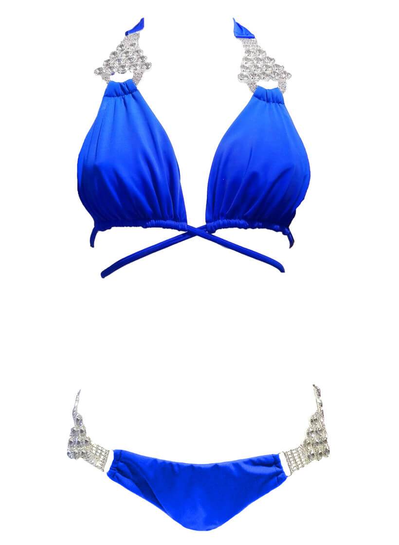 Nicole Halter Top & Skimpy Bottom - Blue - LOLA LUXE