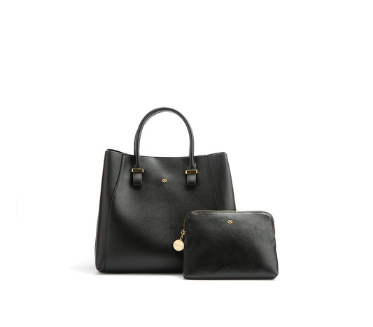 Jane - Black Vegan Leather Satchel - lolaluxeshop