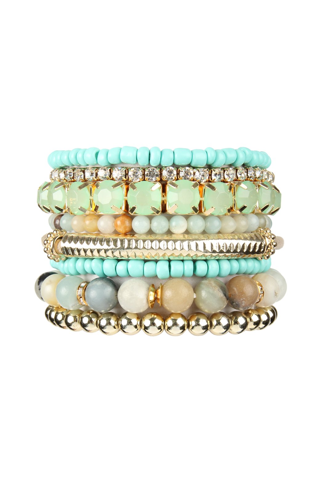 Hdb2269 - Plus Size Stackable Beads Bracelet Set - LOLA LUXE