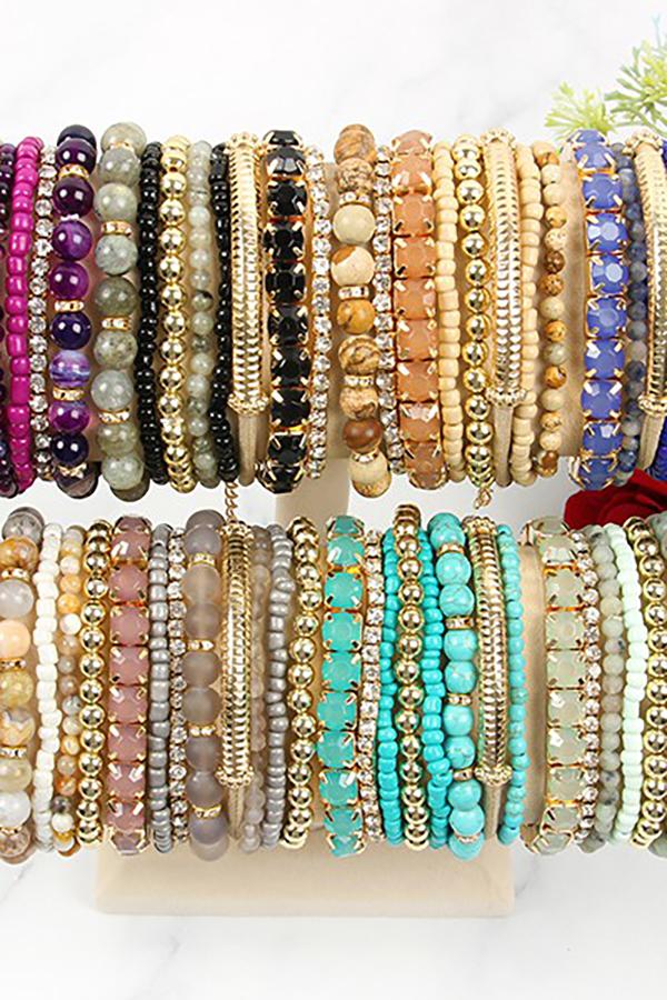 Hdb2269 - Plus Size Stackable Beads Bracelet Set - LOLA LUXE