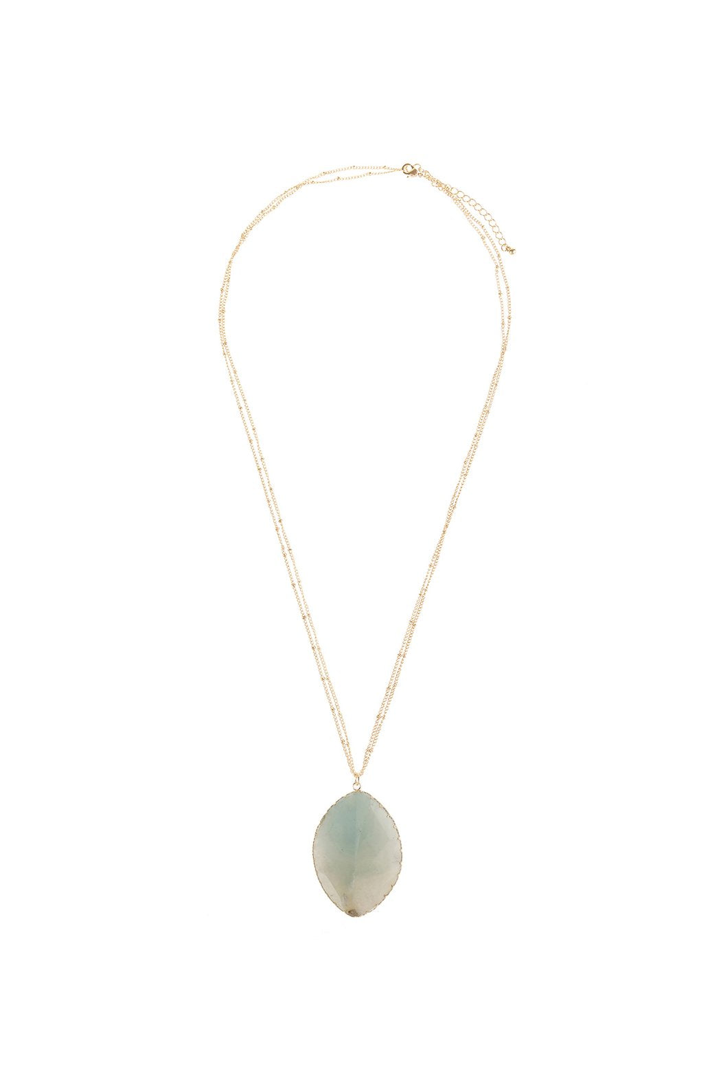 Natural Stone Wrap Oval Pendant Chain Necklace - LOLA LUXE