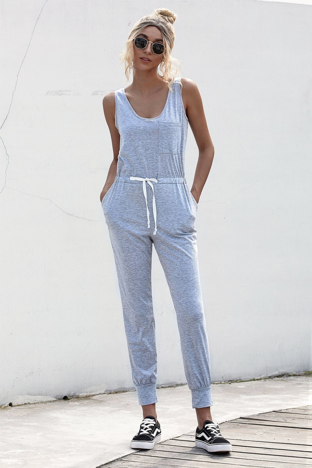 Knot Sleeveless Waist Jumpsuit - LOLA LUXE