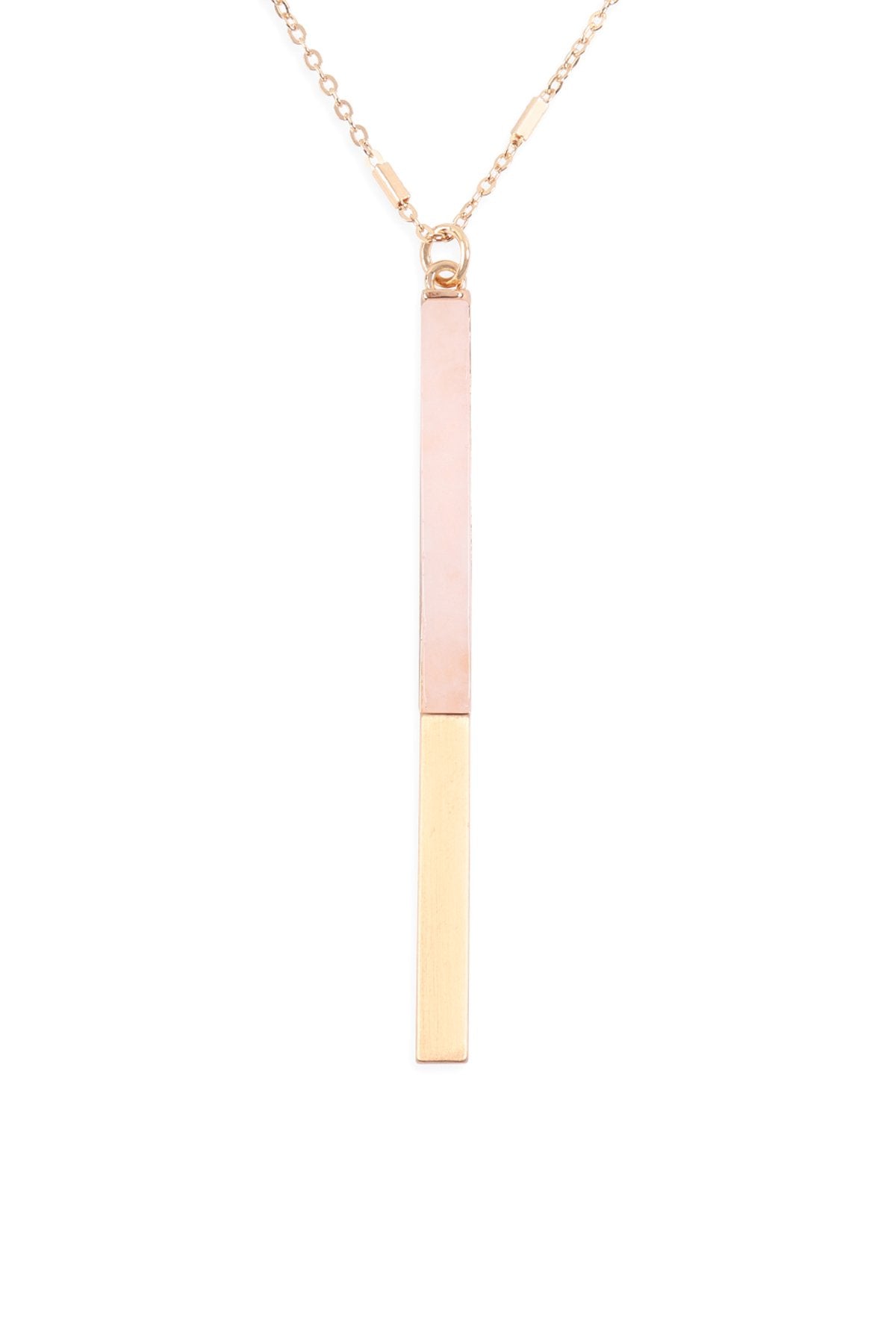 Myn1354 - Natural Stone With Metal Bar Necklace - LOLA LUXE