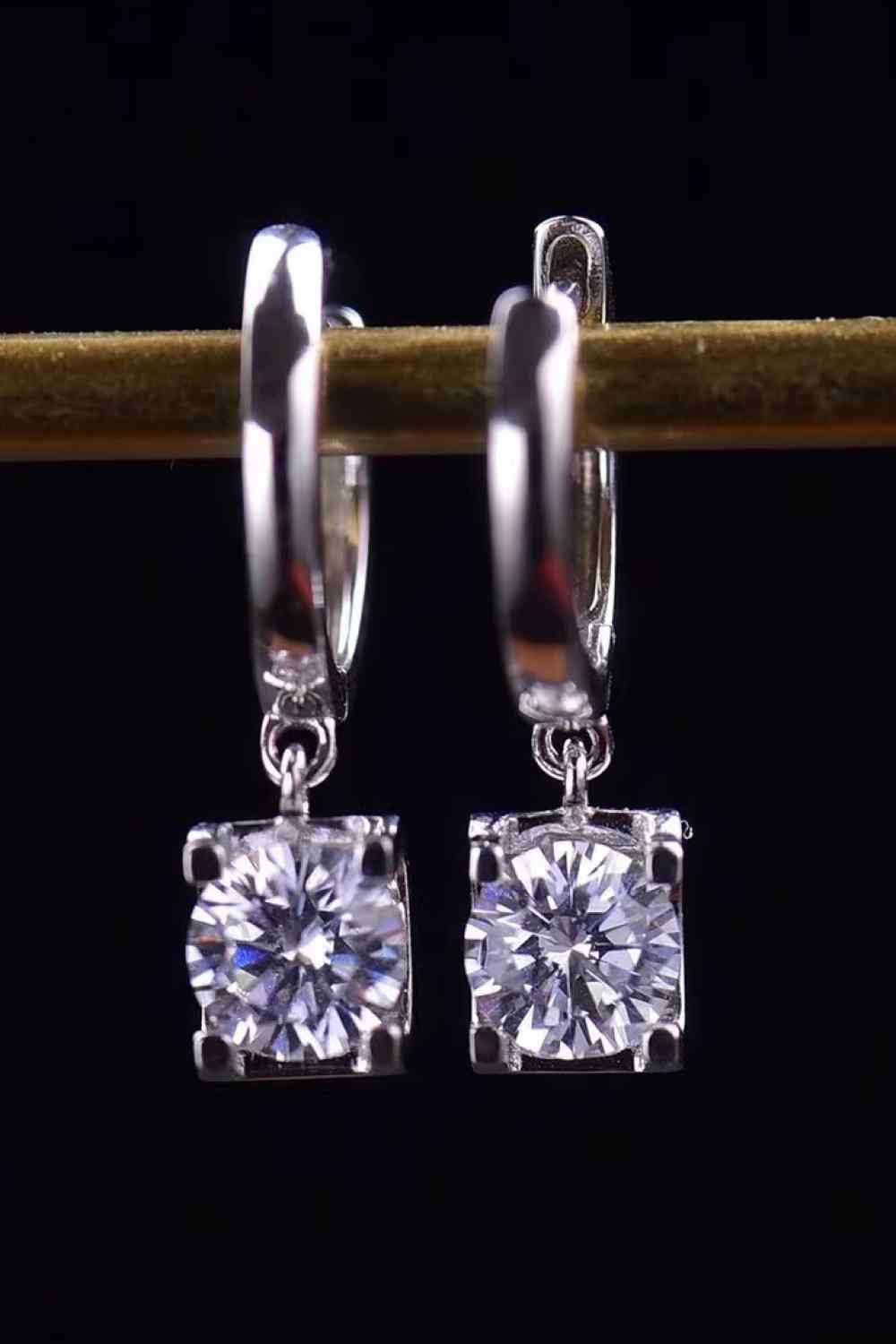 Feel The Surprise 1 Carat Moissanite Platinum-Plated Drop Earrings - lolaluxeshop