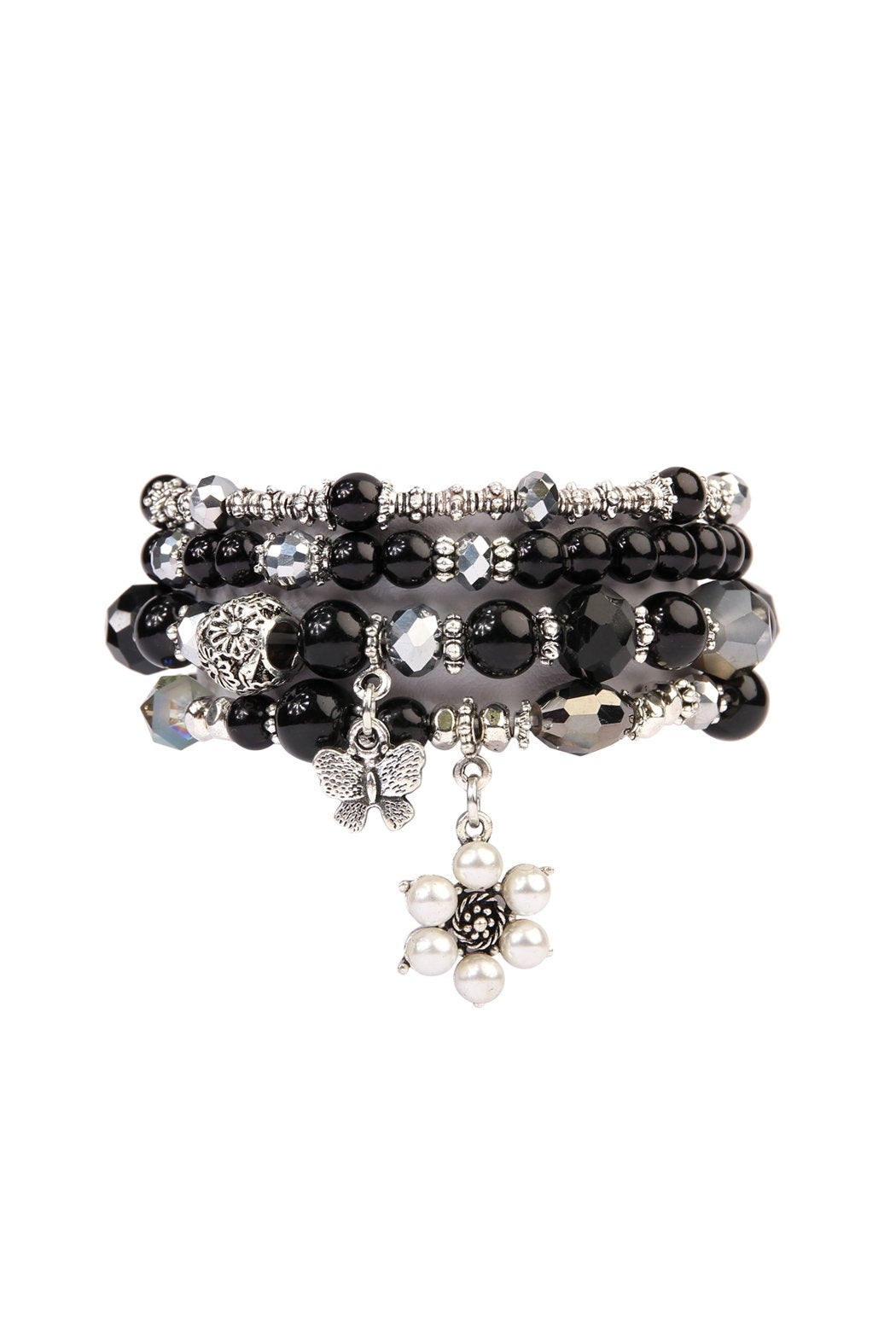 Hdb2076 - Butterfly Pearl Classy Stackable Bracelet - LOLA LUXE