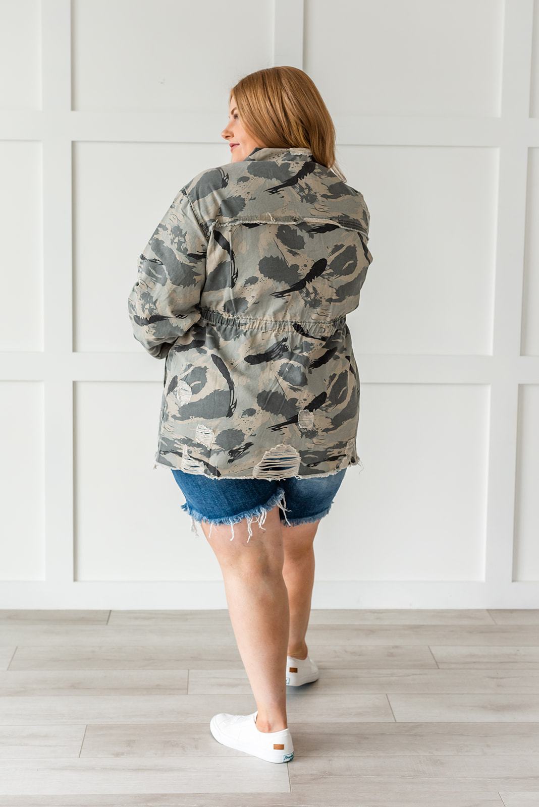 Sweet Camo Twill Jacket- Plus - LOLA LUXE