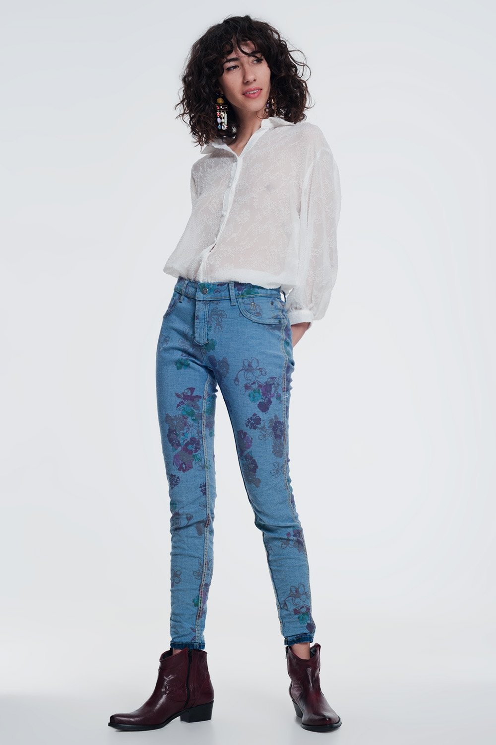 Reversible Wrinkled Denim Skinny Jeans - LOLA LUXE