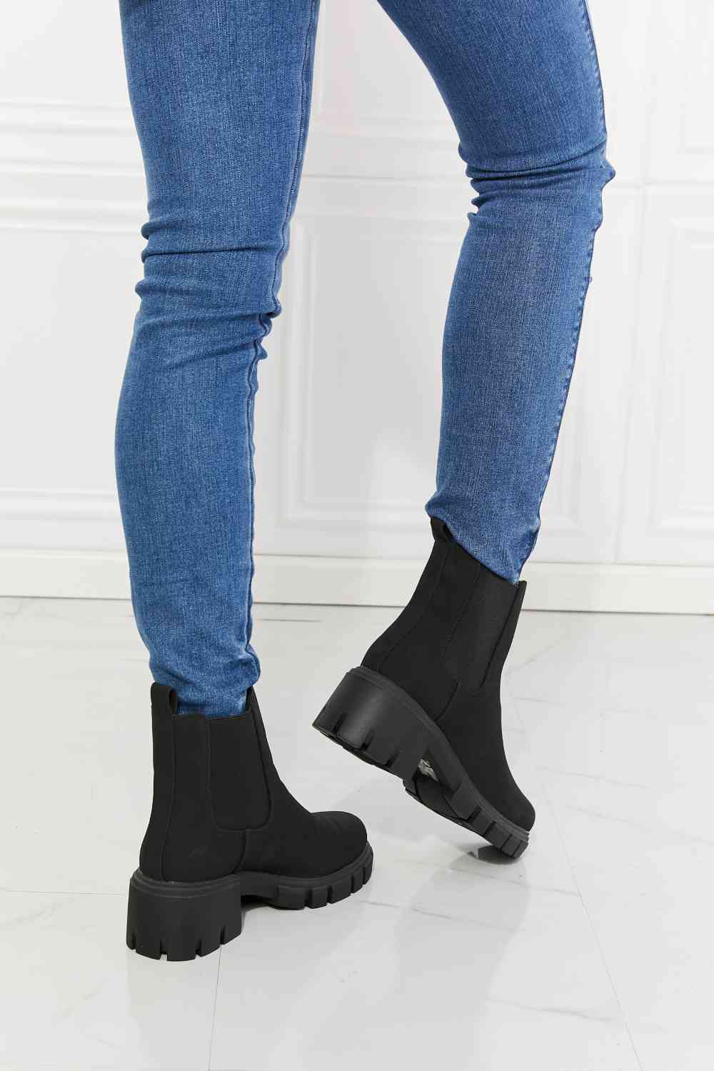 MMShoes Work For It Matte Lug Sole Chelsea Boots in Black - lolaluxeshop