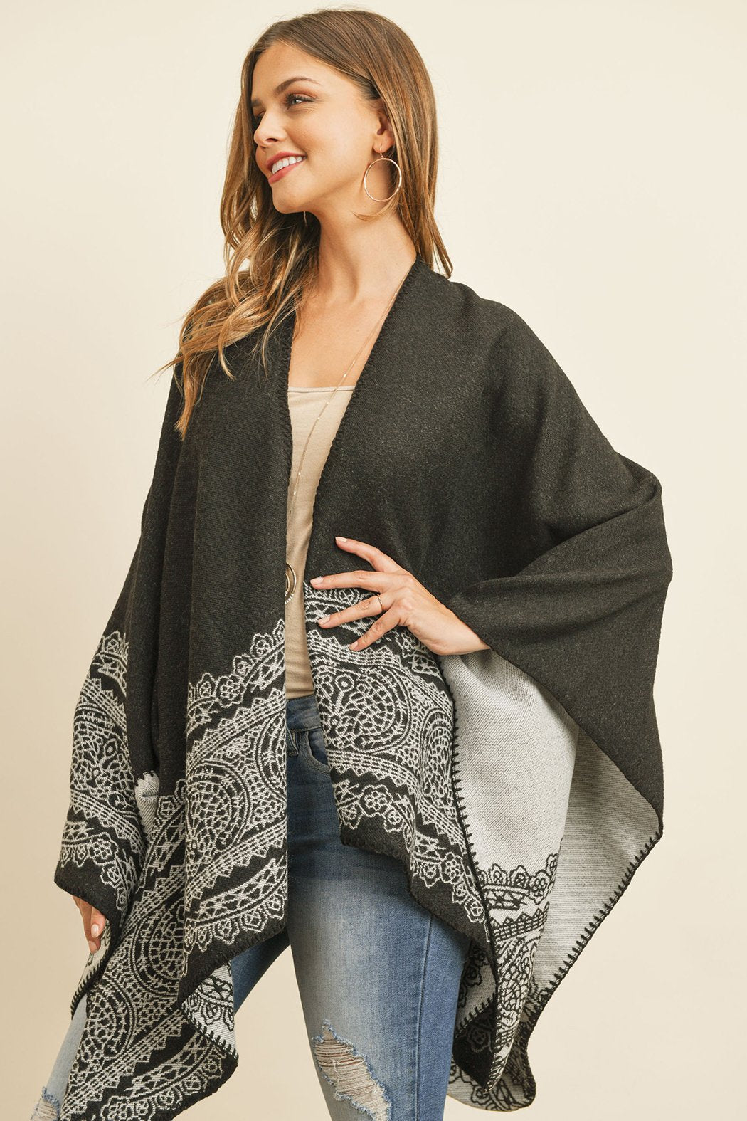 Hdf3075 - Mandala Mid Thigh Length Kimono - LOLA LUXE