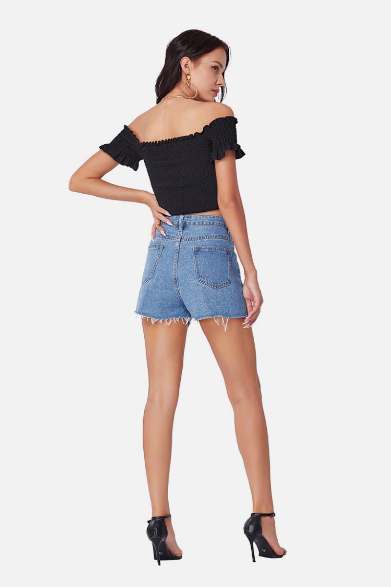 Medium Retro Denim Shorts - LOLA LUXE