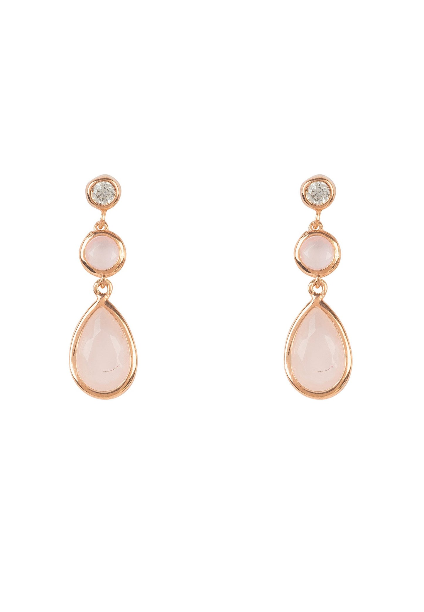 Tuscany Gemstone Drop Earring Rose Gold Rose Quartz - lolaluxeshop